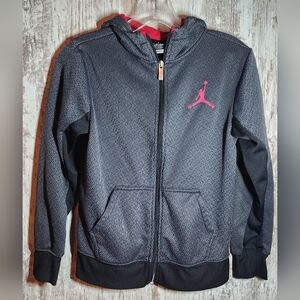 Jordan Kids Hoodie Zip Up Jacket - Charcoal Grayand Red